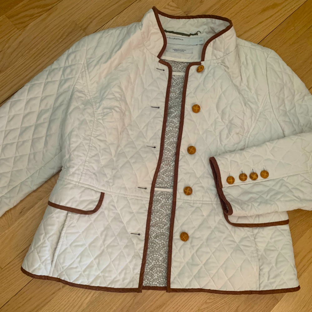 Perry Ellis off white tan quilted jacket - Veste matelassée
